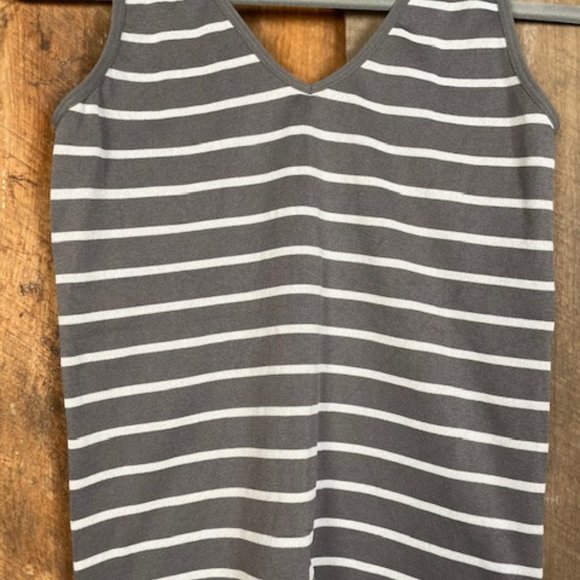 Soho Apparel Grey and White Stipe Tank Top - Picture 8 of 12